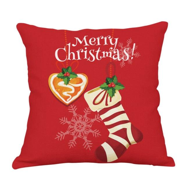Christmas Xmas Red Pillow Case Tree Decoration Xmas Series Cushion Cover Case Pillow Zippered Square Pillowcase Santa Claus Cushion Cover Christmas Decorations For Home Snowman 45x45CM