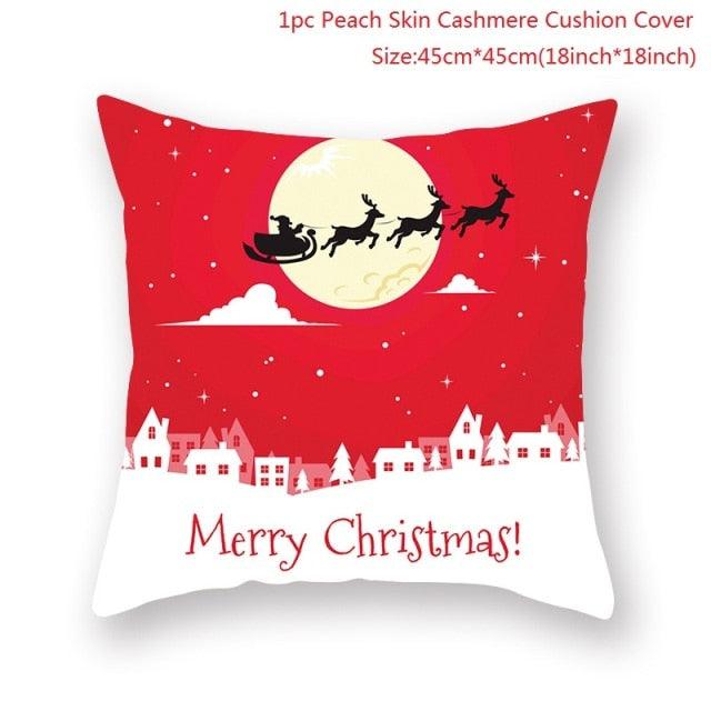 Christmas Xmas Red Pillow Case Tree Decoration Xmas Series Cushion Cover Case Pillow Zippered Square Pillowcase Santa Claus Cushion Cover Christmas Decorations For Home Snowman 45x45CM