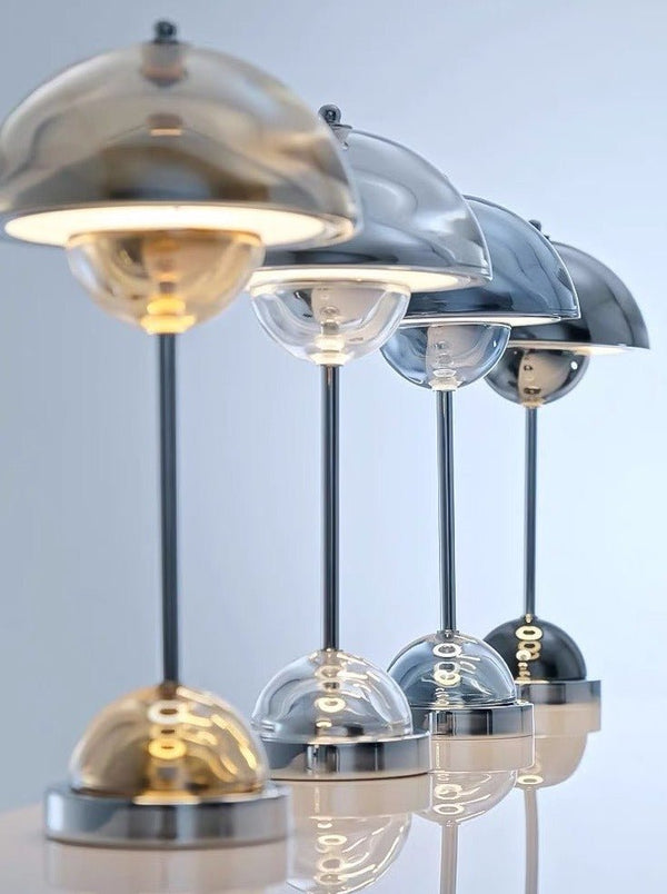 Chrome Flowerpot Dimmable Table Lamp - Modern Nordic Portable Bedside Lamp