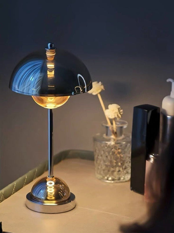 Chrome Flowerpot Dimmable Table Lamp - Modern Nordic Portable Bedside Lamp