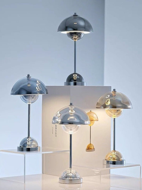 Chrome Flowerpot Dimmable Table Lamp - Modern Nordic Portable Bedside Lamp