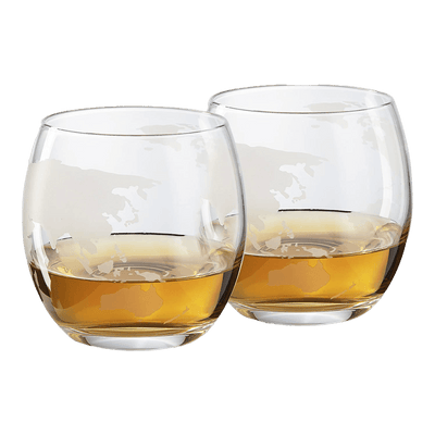 The Wine Savant Globe Car Whiskey Decanter - With 2 Globe Glasses, Includes Whiskey Stones For Whiskey, Scotch, Bourbon or Wine Matching Globe Glasses, HOME BAR DECOR Clear
