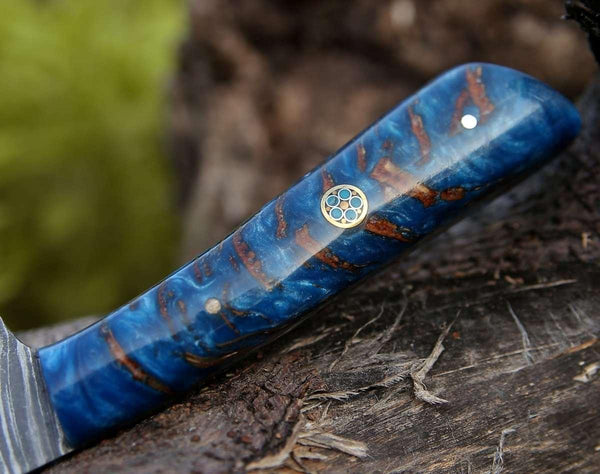 Cinder Damascus Chef Knife with Pine Cone Handle - Gifts for You 'n Me
