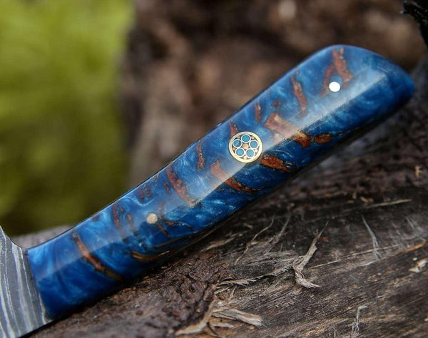 Cinder Damascus Chef Knife with Pine Cone Handle - Gifts for You 'n Me