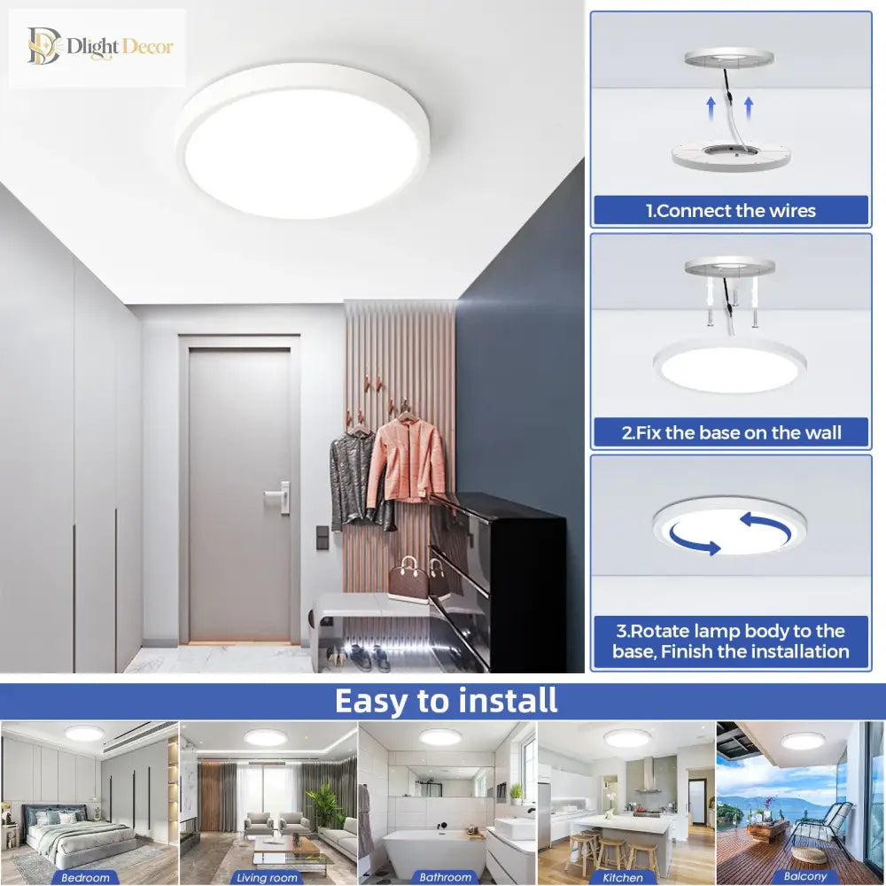 Circular LED Ceiling Light | Modern Bathroom Lighting