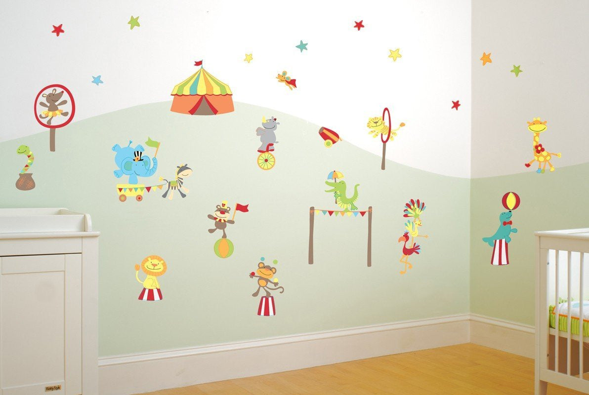 Mr Giggles Circus Animals Nursery Wall Decals