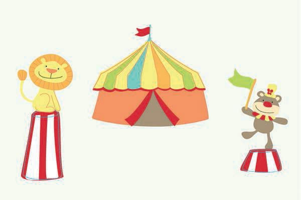 Mr Giggles Circus Animals Nursery Wall Decals