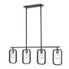Dylan 39'' Wide 4-Light Linear Chandelier - Matte Black with Nickel Sockets