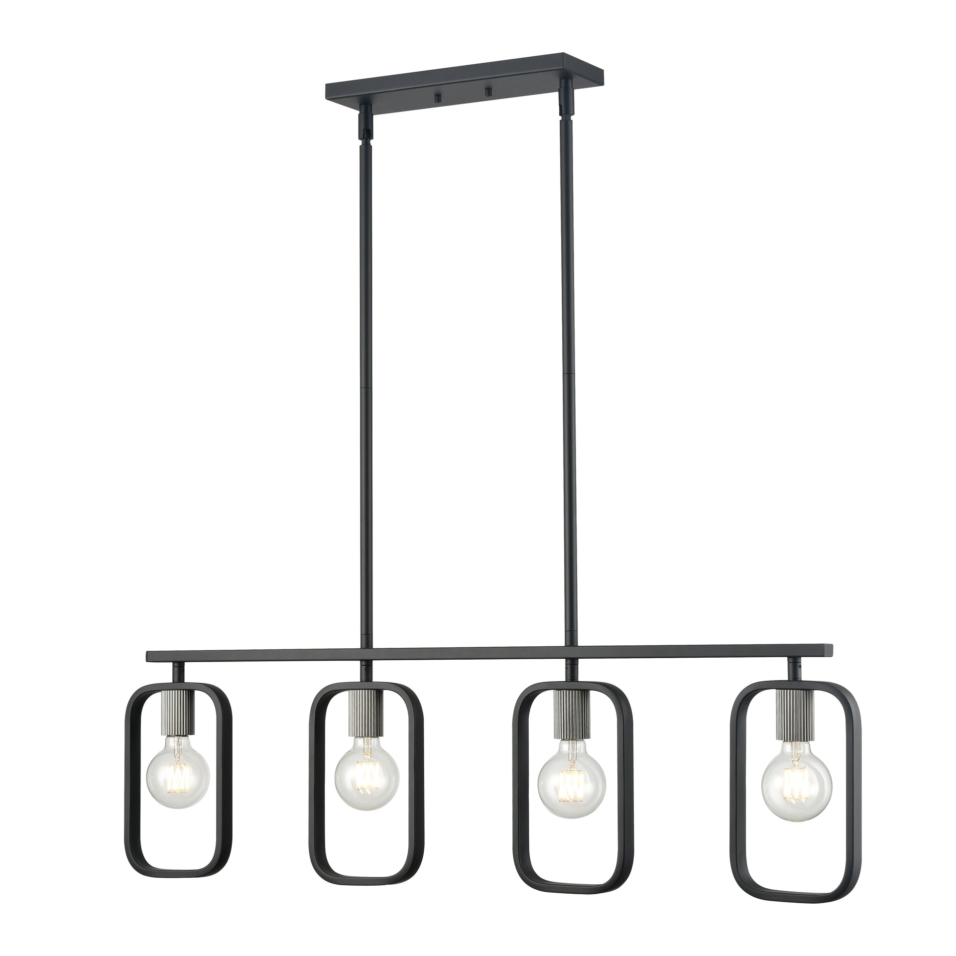 Dylan 39'' Wide 4-Light Linear Chandelier - Matte Black with Nickel Sockets