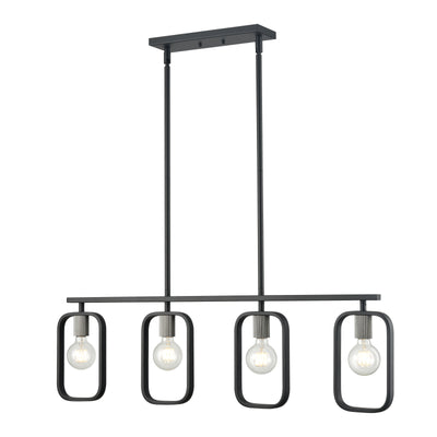 Dylan 39'' Wide 4-Light Linear Chandelier - Matte Black with Nickel Sockets