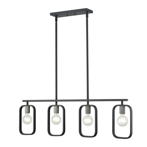 Dylan 39'' Wide 4-Light Linear Chandelier - Matte Black with Nickel Sockets
