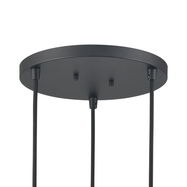 Dylan 12'' Wide 3-Light Chandelier - Matte Black with Nickel Sockets