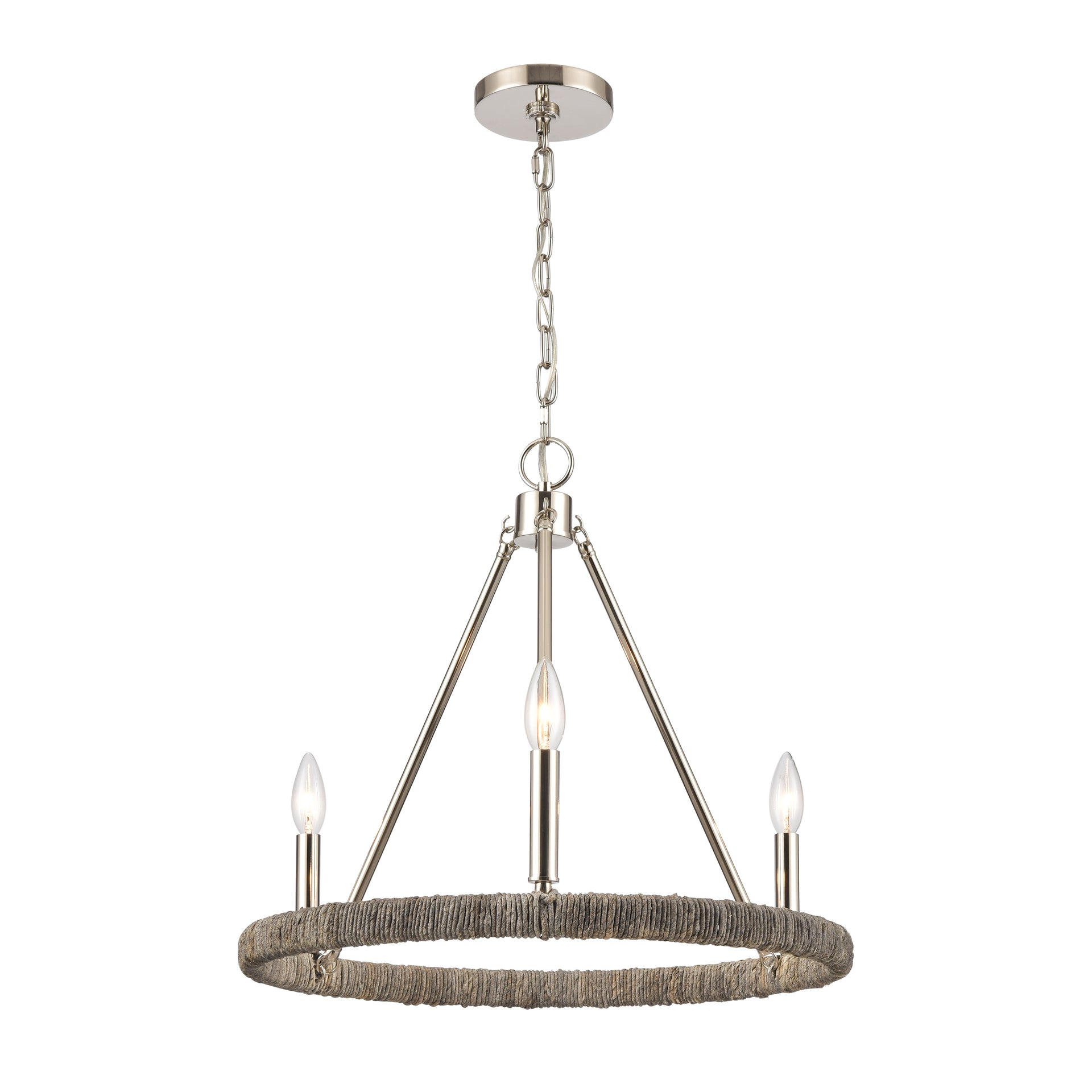 Abaca 20'' Wide 3-Light Chandelier - Polished Nickel