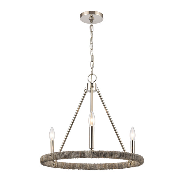 Abaca 20'' Wide 3-Light Chandelier - Polished Nickel