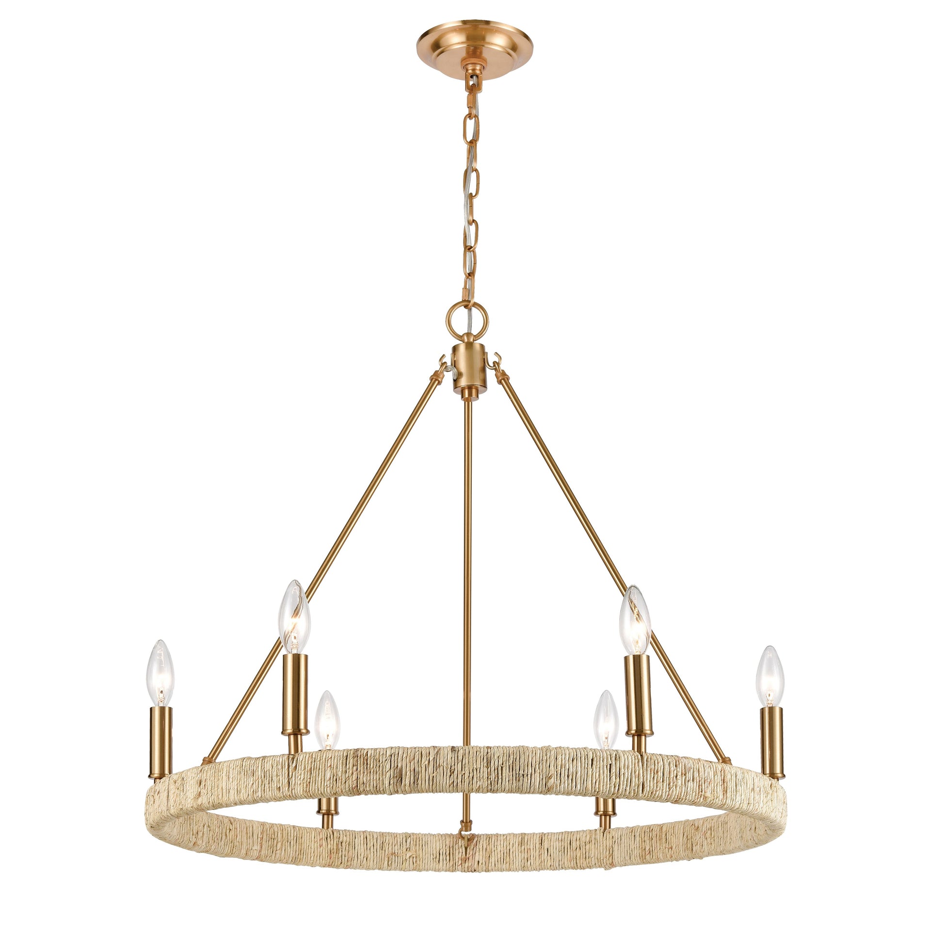 Abaca 27'' Wide 6-Light Chandelier - Satin Brass