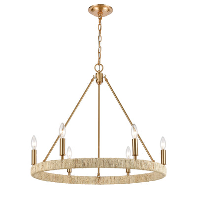 Abaca 27'' Wide 6-Light Chandelier - Satin Brass