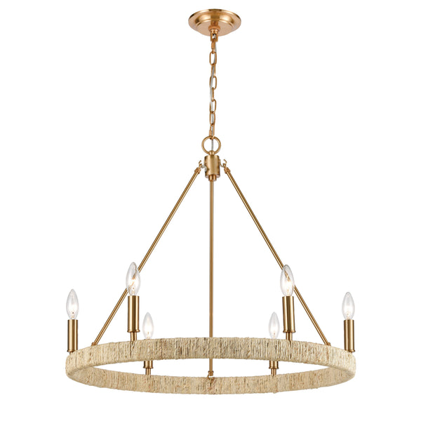 Abaca 27'' Wide 6-Light Chandelier - Satin Brass