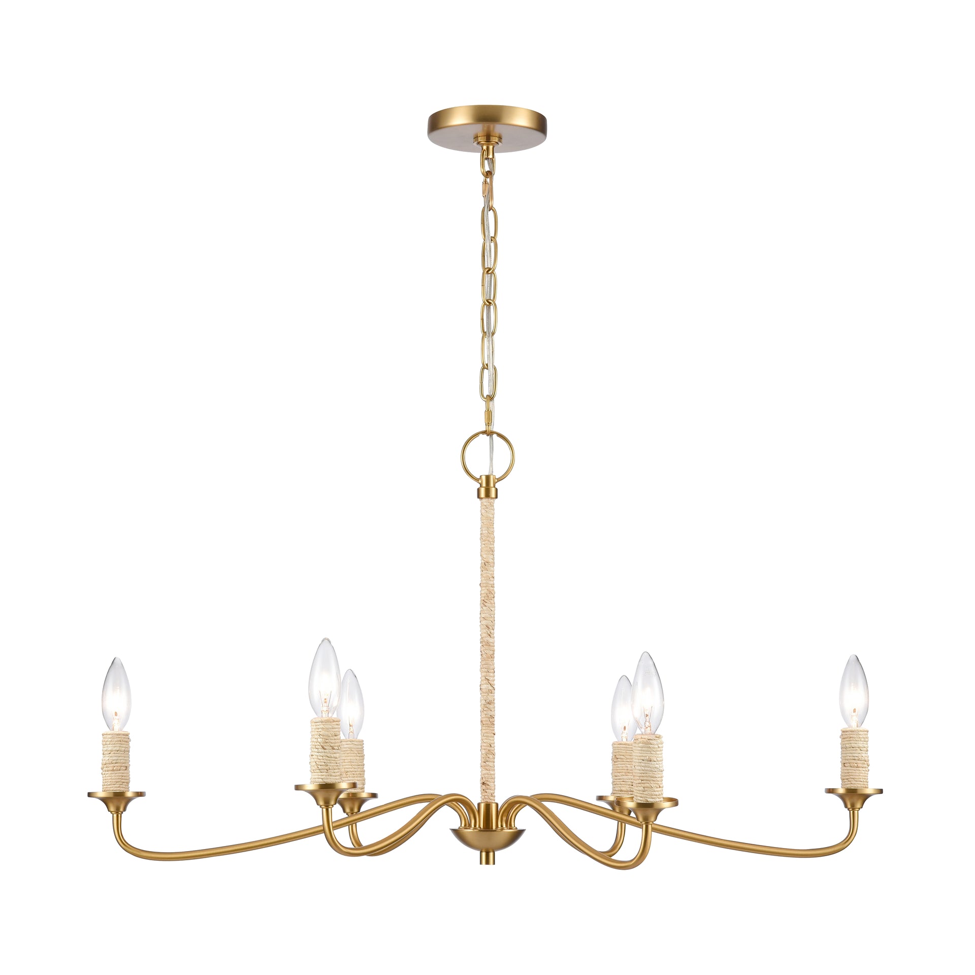 Abaca 32'' Wide 6-Light Chandelier - Brushed Gold