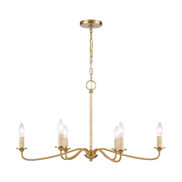 Abaca 32'' Wide 6-Light Chandelier - Brushed Gold