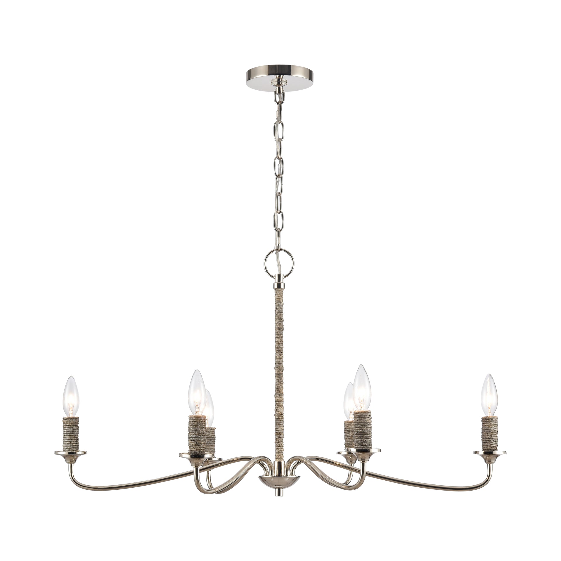 Abaca 32'' Wide 6-Light Chandelier - Polished Nickel