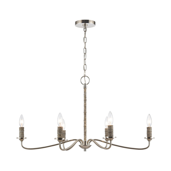 Abaca 32'' Wide 6-Light Chandelier - Polished Nickel
