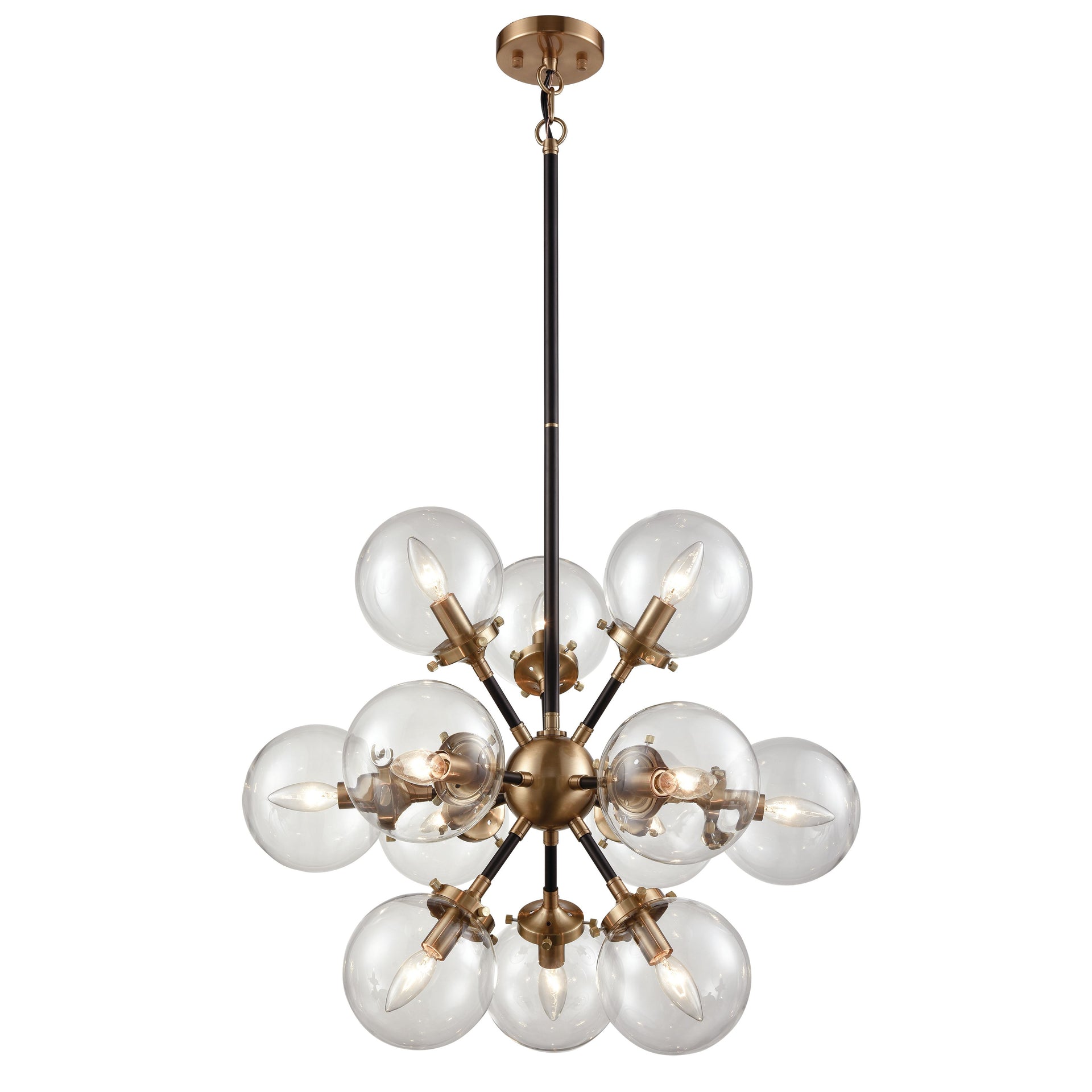 Boudreaux 25'' Wide 12-Light Chandelier - Matte Black with Antique Gold