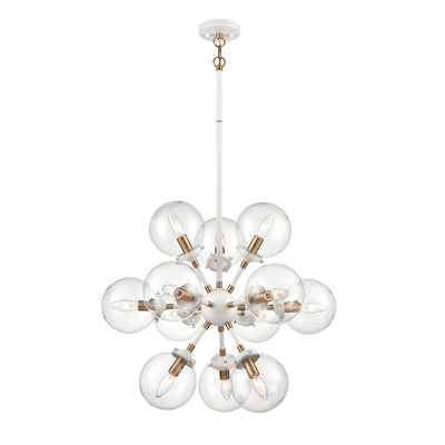 Boudreaux 25'' Wide 12-Light Chandelier - Matte White with Satin Brass