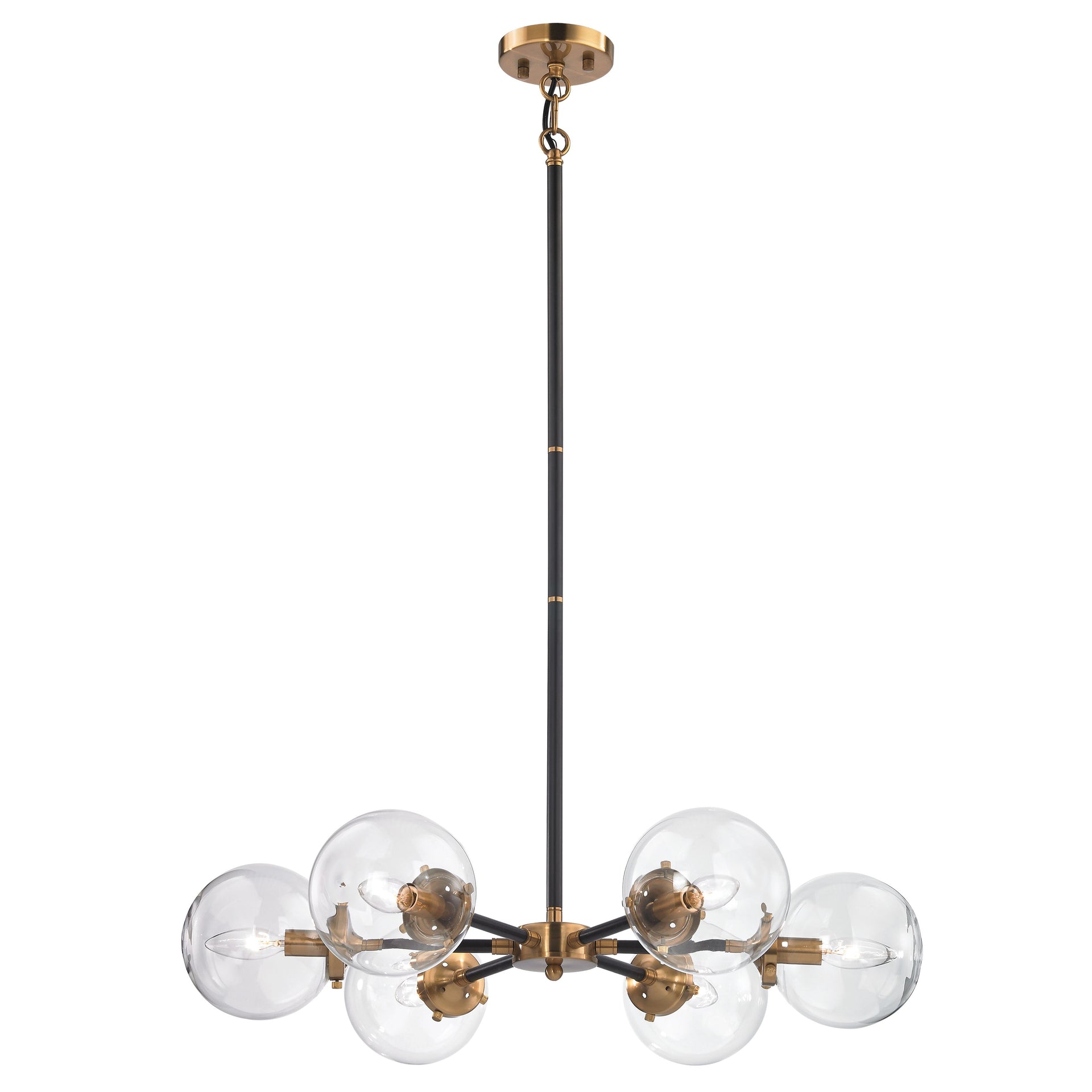Boudreaux 28'' Wide 6-Light Chandelier - Matte Black with Antique Gold