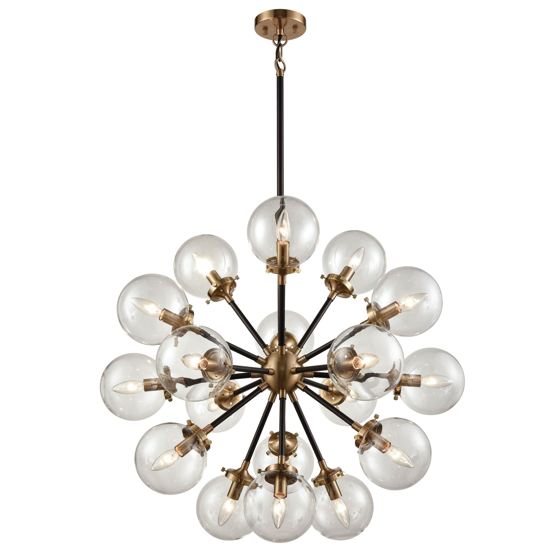 Boudreaux 32'' Wide 18-Light Chandelier - Matte Black with Antique Gold