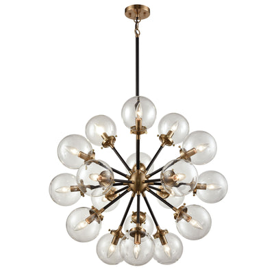 Boudreaux 32'' Wide 18-Light Chandelier - Matte Black with Antique Gold