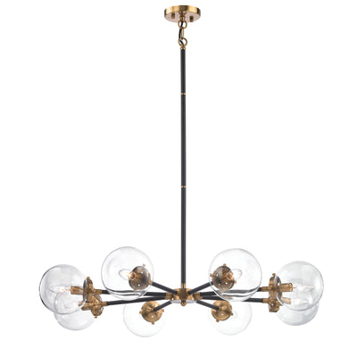 Boudreaux 36'' Wide 8-Light Chandelier - Matte Black with Antique Gold