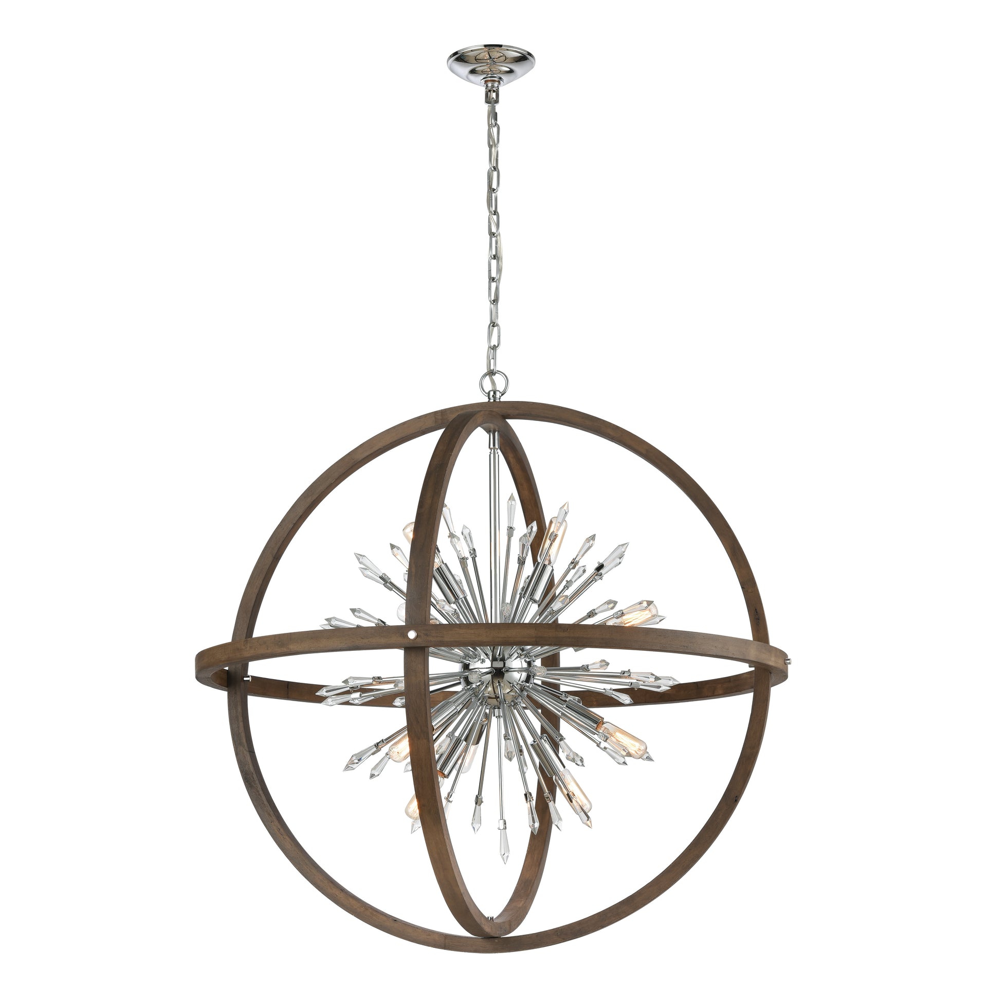 Morning Star 19.5'' Wide 6-Light Chandelier - Aged Fir with Chrome