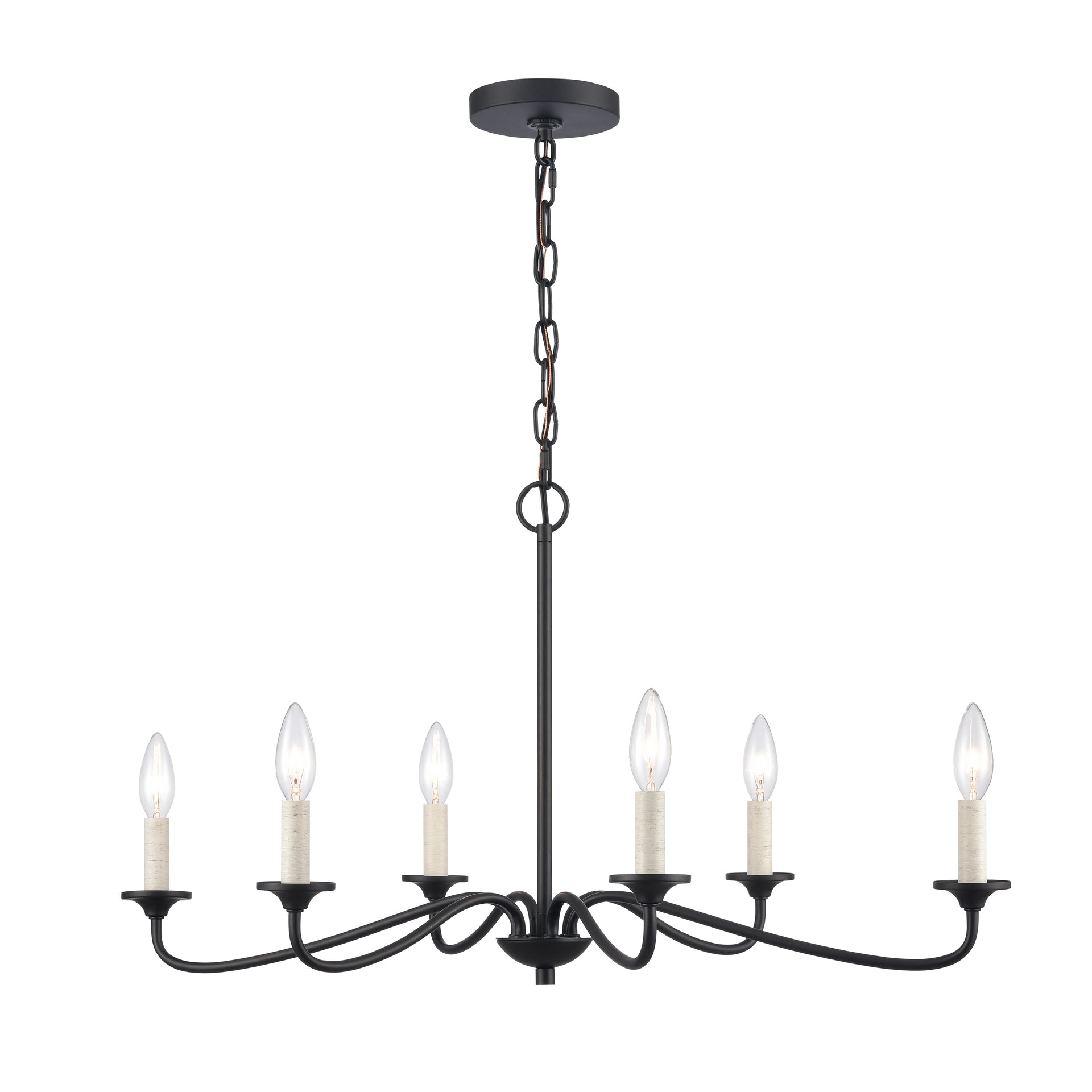 Oval 30'' Wide 6-Light Chandelier - Matte Black