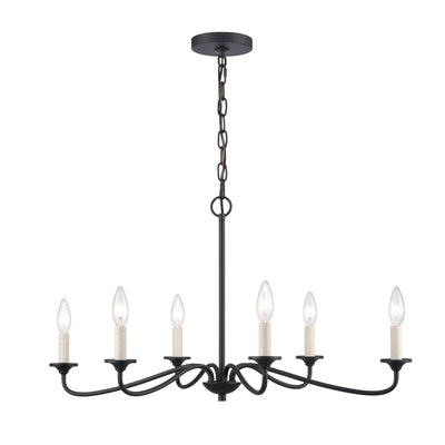 Oval 30'' Wide 6-Light Chandelier - Matte Black