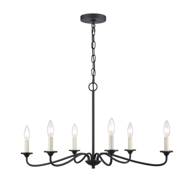 Oval 30'' Wide 6-Light Chandelier - Matte Black