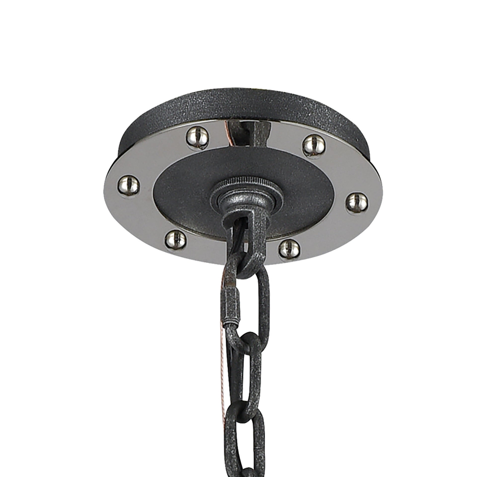 Riveted Plate 28'' Wide 8-Light Chandelier - Silverdust Iron
