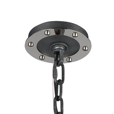 Riveted Plate 28'' Wide 8-Light Chandelier - Silverdust Iron