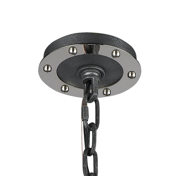 Riveted Plate 28'' Wide 8-Light Chandelier - Silverdust Iron