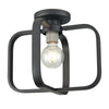Dylan 13'' Wide 1-Light Flush Mount - Matte Black with Nickel Sockets