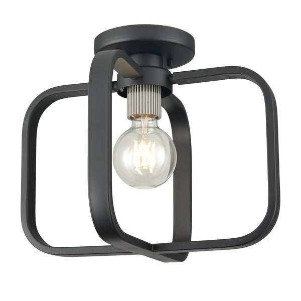 Dylan 13'' Wide 1-Light Flush Mount - Matte Black with Nickel Sockets