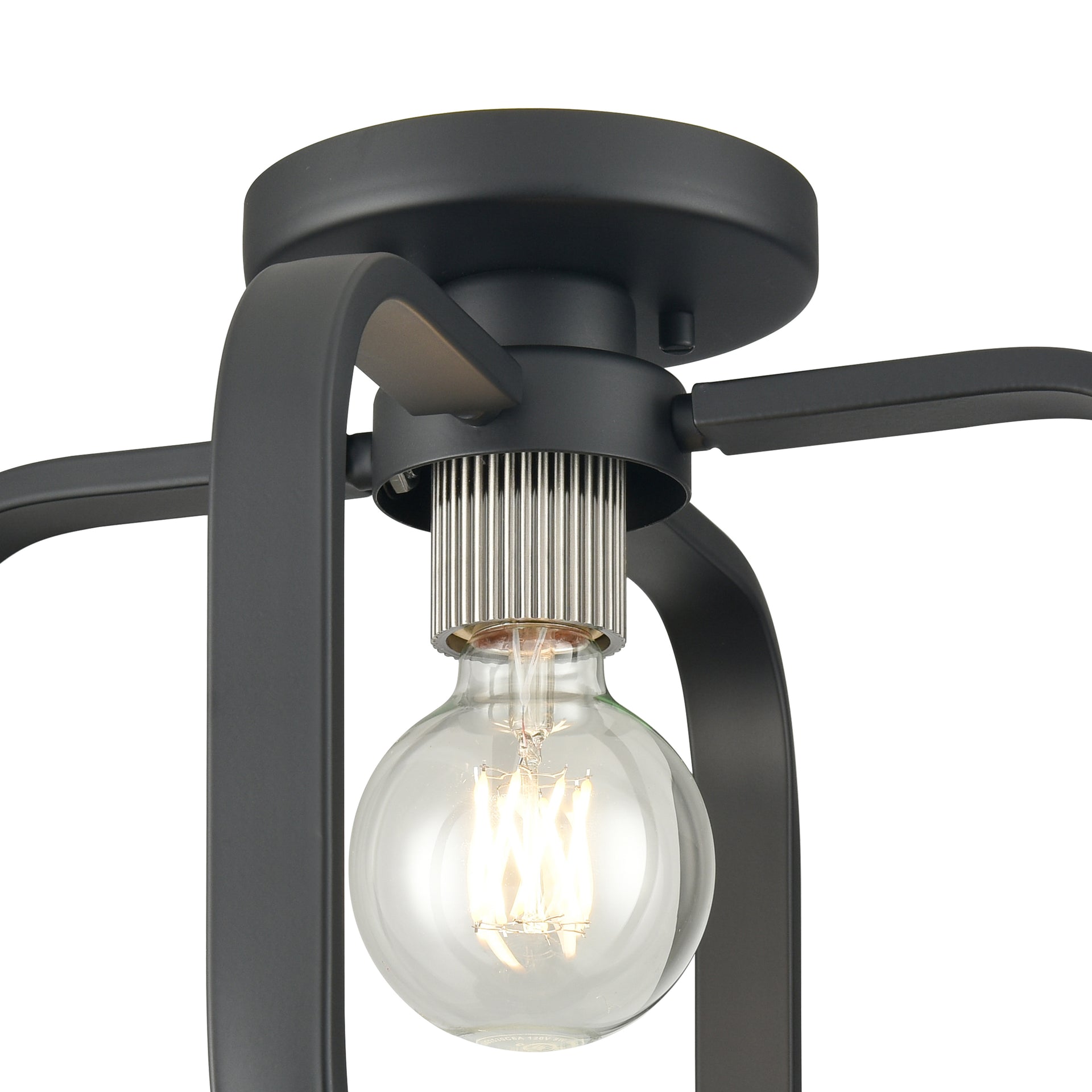 Dylan 13'' Wide 1-Light Flush Mount - Matte Black with Nickel Sockets
