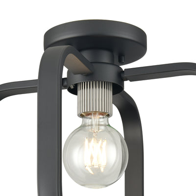Dylan 13'' Wide 1-Light Flush Mount - Matte Black with Nickel Sockets