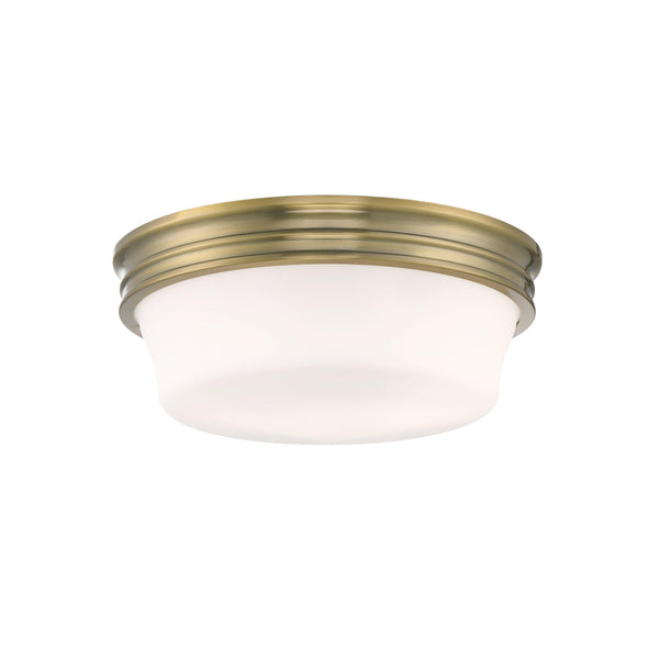 Galen 14'' Wide 3-Light Flush Mount - Antique Brass