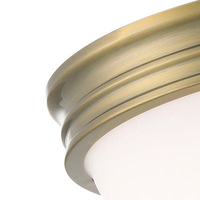 Galen 14'' Wide 3-Light Flush Mount - Antique Brass
