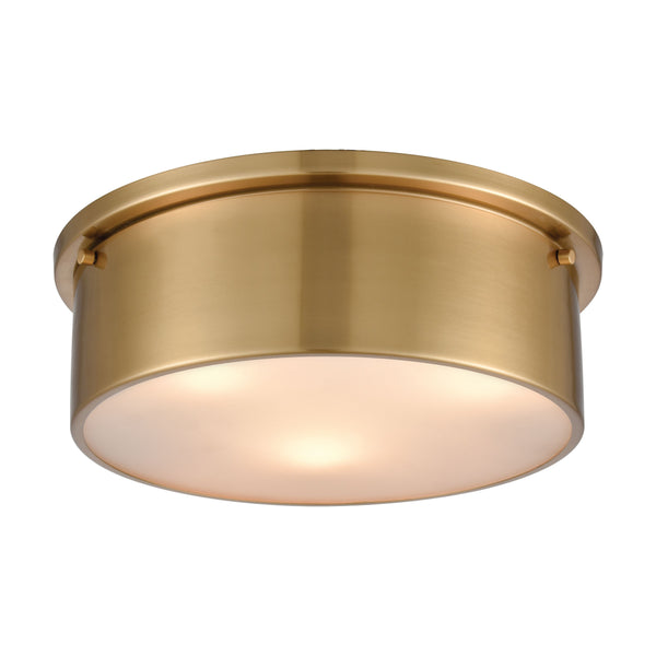 Simpson 14'' Wide 3-Light Flush Mount - Satin Brass