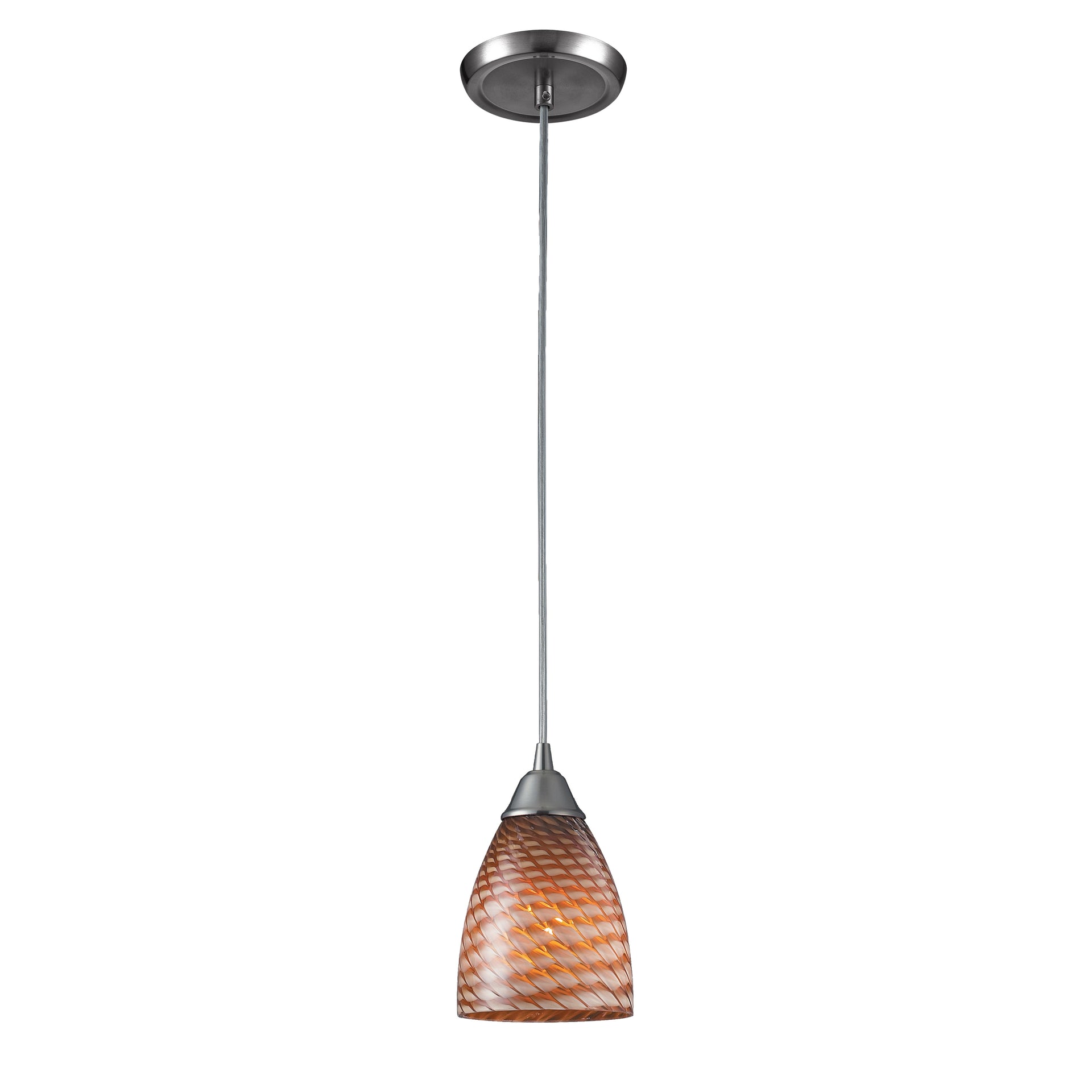 Arco Baleno 5'' Wide 1-Light Mini Pendant - Satin Nickel with Cocoa Glass