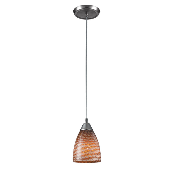 Arco Baleno 5'' Wide 1-Light Mini Pendant - Satin Nickel with Cocoa Glass