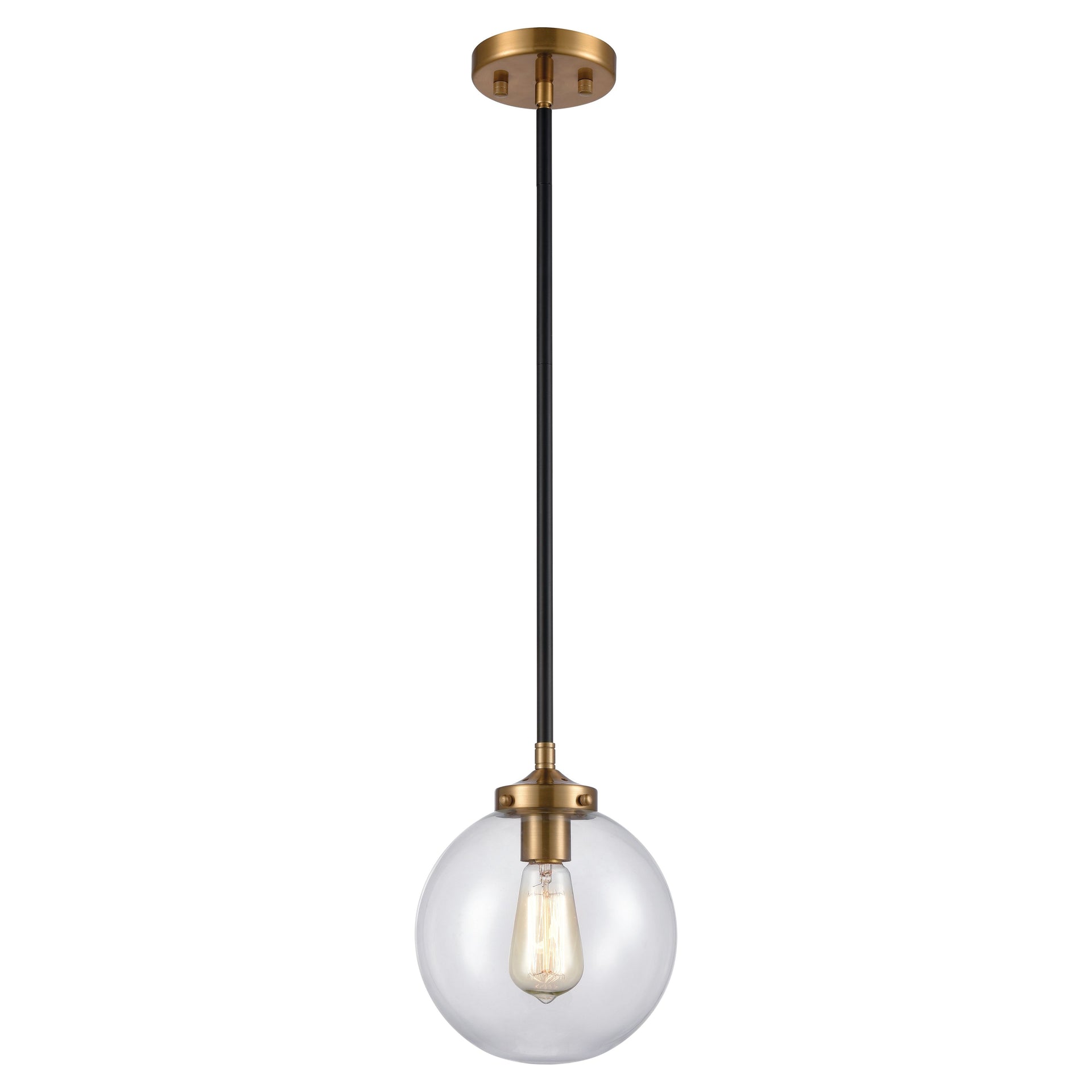 Boudreaux 8'' Wide 1-Light Mini Pendant - Matte Black with Antique Gold