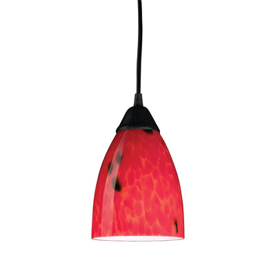 Classico 5'' Wide 1-Light Mini Pendant - Dark Rust with Fire Red Glass