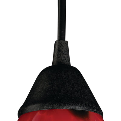 Classico 5'' Wide 1-Light Mini Pendant - Dark Rust with Fire Red Glass